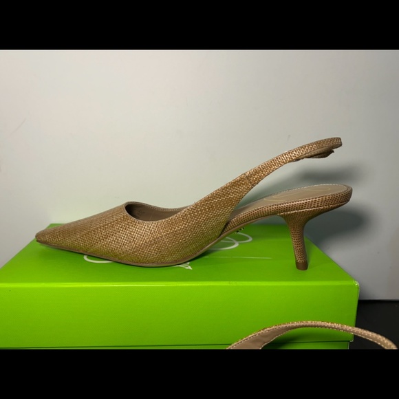 Sam Edelman Bianka Slingback Pointed Toe Pump Buff Tan Raffia Womans 8 - Picture 8 of 16
